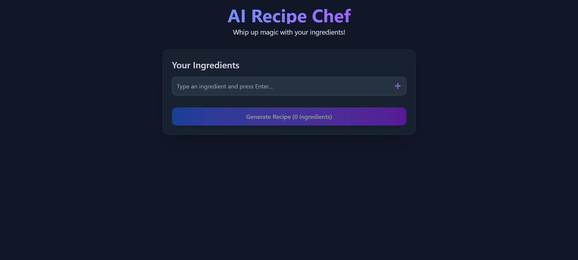 AI Recipe Chef – AI-Based Recipe Generation Platform